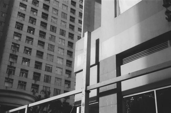 Grayscale Shot Facades City Buildings — Stock Photo, Image