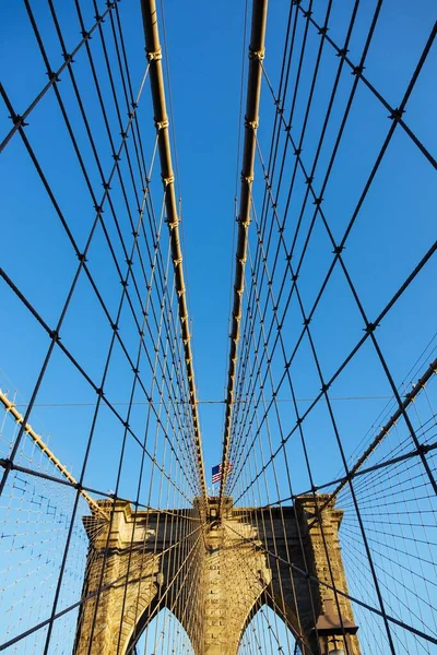 Puente Brooklyn Nueva York Contra Cielo Azul —  Fotos de Stock