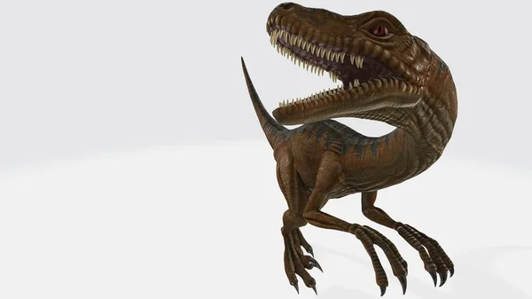 Ilustracja Velociraptora Ściga Małego Ssaka Mięsożerny Dinozaur Przygotowuje Posiłek — Zdjęcie stockowe