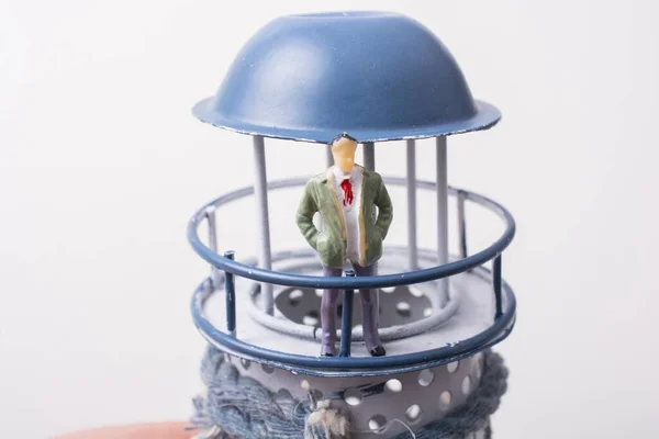 Uma Visão Close Brinquedo Miniatura Forma Macho Farol — Fotografia de Stock