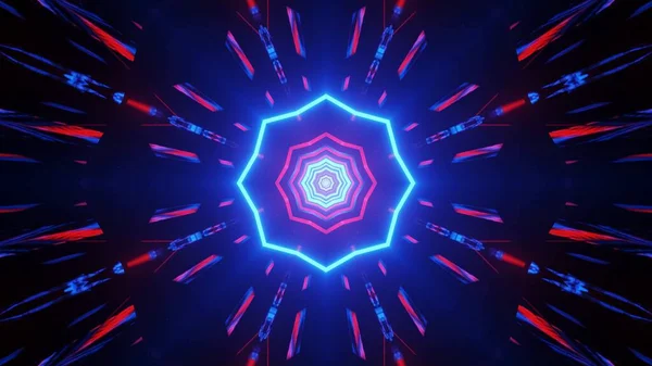 Geometrik Şekilleri Renkli Lazer Işıklarıyla Mükemmel Bir Illüstrasyonun Boyutlu Görüntüsü — Stok fotoğraf