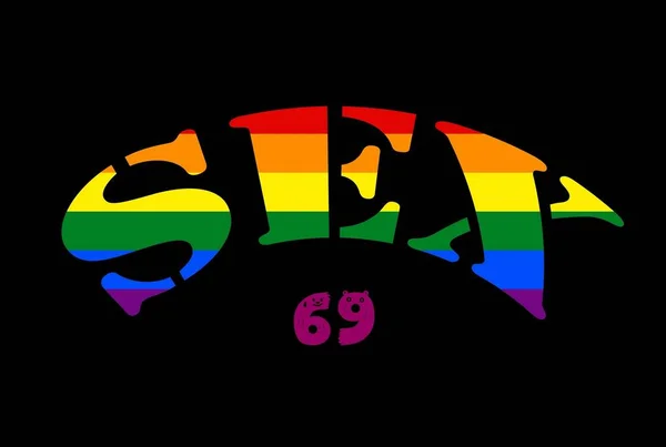 Illustration Rainbow Colored Text Saying Sex Black Background — Stock Photo, Image