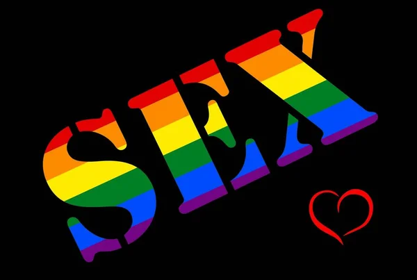 Eine Illustration Des Wortes Sex Regenbogenfarben Isoliert Auf Schwarzem Hintergrund — Stockfoto