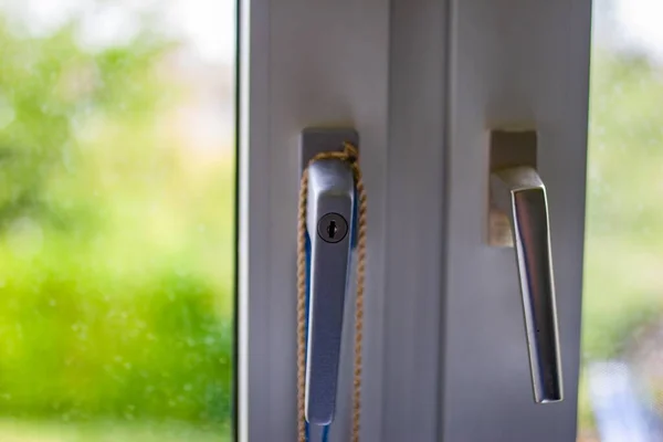 Closeup Shot Metal Window Handle — Stock Photo, Image