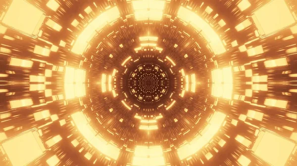 Μια Τρισδιάστατη Απεικόνιση Γεωμετρικά Σχήματα Και Χρυσά Φώτα Laser — Φωτογραφία Αρχείου