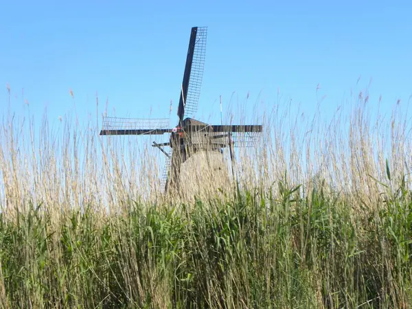 Décor Moulin Sur Fond Bleu Ciel Clair — Photo