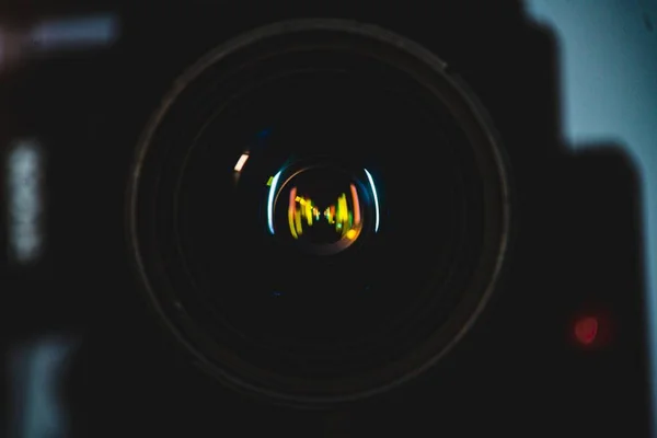 A selective focus shot of camera lens