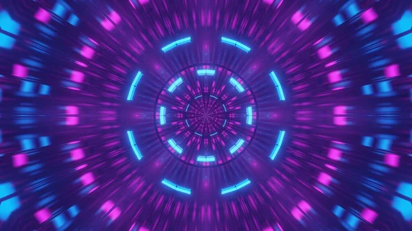 Illustrazione Uno Sfondo Futuristico Con Luci Neon Viola Blu Luminose — Foto Stock