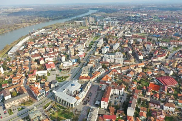 Una Vista Aérea Del Distrito Brcko Centro Bosnia Herzegovina —  Fotos de Stock