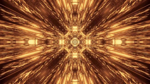 金色と茶色のライト付き3Dレンダリングの宇宙背景 デジタル壁紙に最適 — ストック写真