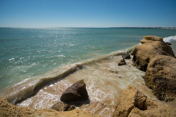 Klipporna Havets Sandstrand — Stockfoto