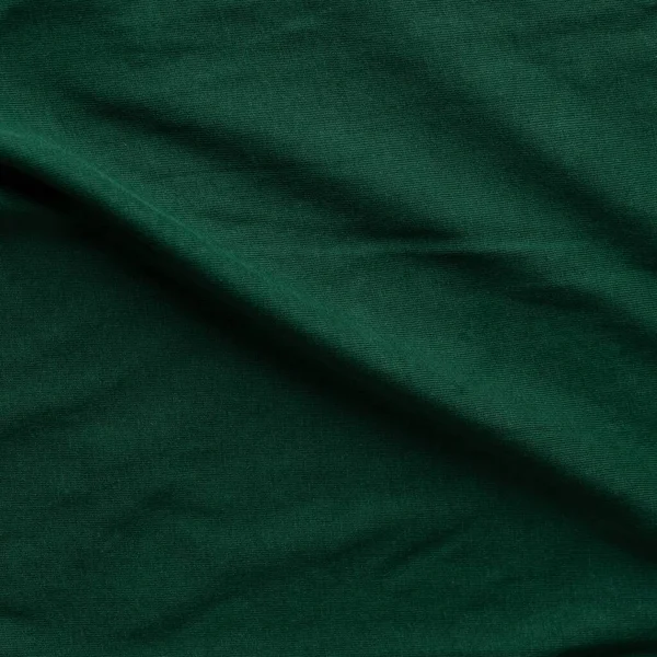Dunkelgrüne Stoffwellen Hintergrundstruktur Nahaufnahme Eines Textilen Hintergrundes — Stockfoto