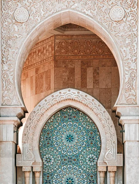 Eine Vertikale Aufnahme Der Moschee Hassan Casablanca Marokko — Stockfoto