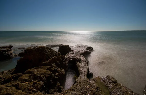 Rocks Shore Sea Sunset — Stock Photo, Image