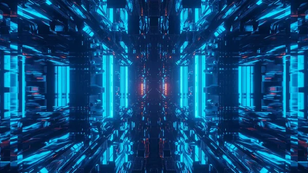 Ein Kosmischer Hintergrund Einer Wiedergabe Von Blauen Und Orangen Lichtern — Stockfoto