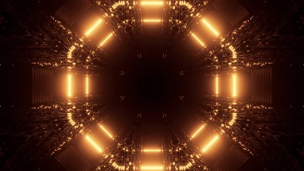 Renderowanie Futurystycznego Tła Złotymi Abstrakcyjnymi Światłami Laserowymi — Zdjęcie stockowe