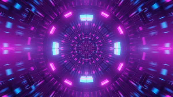 Rendering Illustration Futuristic Background Abstract Glowing Purple Blue Neon Lights — Stock Photo, Image