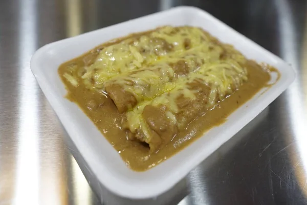 Close Tacos Feijão Com Queijo Comida Típica Rua México — Fotografia de Stock