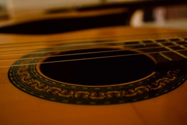 클래식 기타가 로제트의 모습이 클로즈업 — 스톡 사진