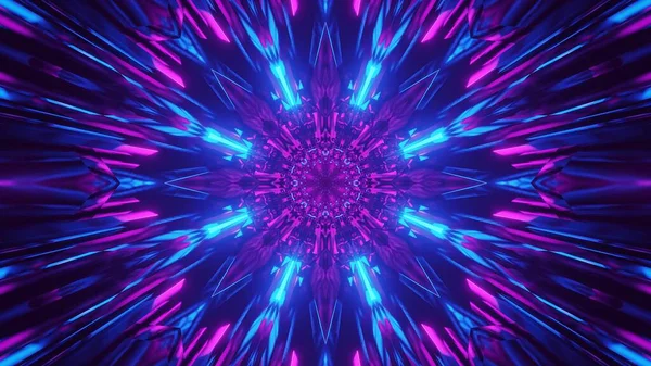 Рендеринг Иллюстрации Футуристического Фона Абстрактным Светящимся Фиолетовым Синим Неоновым Светом — стоковое фото