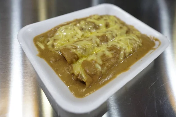 Close Tacos Feijão Com Queijo Comida Típica Rua México — Fotografia de Stock