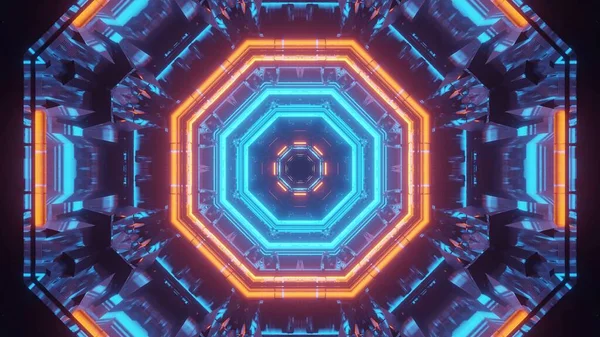 Een Kosmische Achtergrond Van Een Weergave Met Blauwe Oranje Lichten — Stockfoto