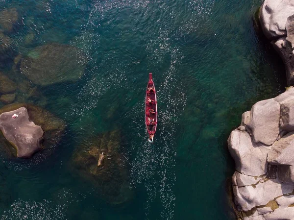 Een Antenne Opname Van Een Boot Spiti Rivier India — Stockfoto