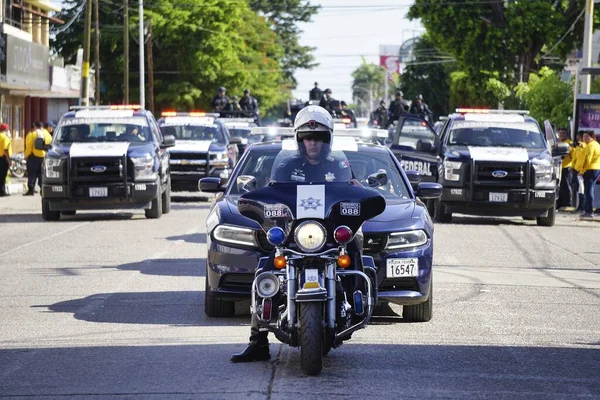 Los Mochis Mexico Listopadu 2019 Motocyklová Federální Policie Den Občanské — Stock fotografie