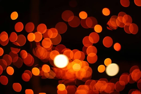 Orange Bokeh Lights Black Background Cool Wallpaper — Stock Photo, Image