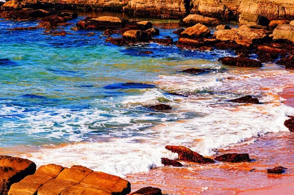 Costa Rocciosa Del Mare Una Giornata Sole — Foto Stock