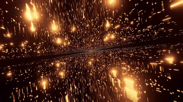 Космічне Середовище Мільйонами Яскравих Золотих Вогнів — стокове фото