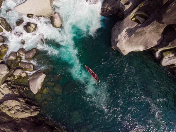 Luftaufnahme Von Booten Fluss Spiti Der Nähe Von Kaza Indien — Stockfoto