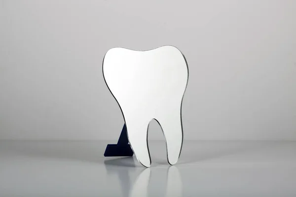 Tooth Shaped Mirror Used Dentists Isolated White Background — Stock Photo, Image