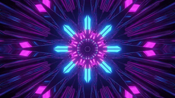 Dynamic Futuristic Illustration Rendering Blue Purple Laser Lights Star Shape — Stock Photo, Image