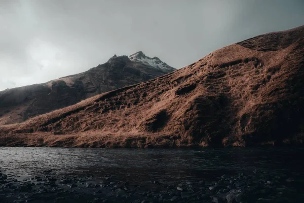 Les Collines Sablonneuses Sur Côte Lac Islande Par Une Journée — Photo