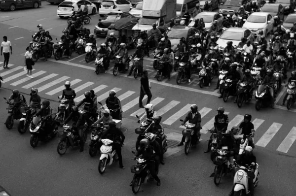 Насыщенный Пешеходный Переход Бангкоке Таиланд Час Пик — стоковое фото