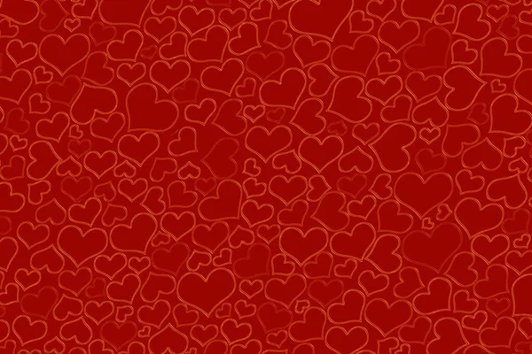 Primo Piano Uno Sfondo Rosso Con Piccoli Cuori Gialli Perfetto — Foto Stock