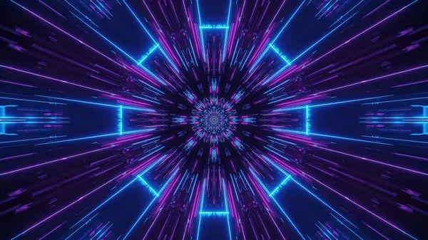 Une Illustration Futuriste Dynamique Avec Rendu Lumières Laser Bleues Violettes — Photo