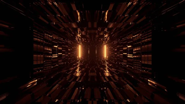 黄金のレーザー光で作られた抽象的な形状の3Dレンダリング — ストック写真