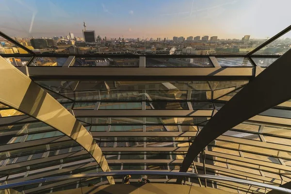 Panorama Berlina Niemieckiej Kopuły Budynku Bundestagu — Zdjęcie stockowe