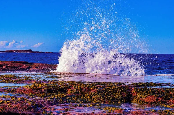 Salpicos Das Ondas Espumosas Mar — Fotografia de Stock