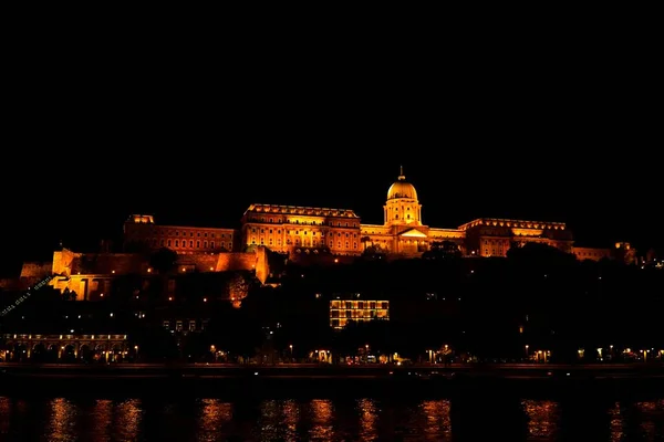 Magnífico Castelo Buda Noite Budapeste Hungria — Fotografia de Stock