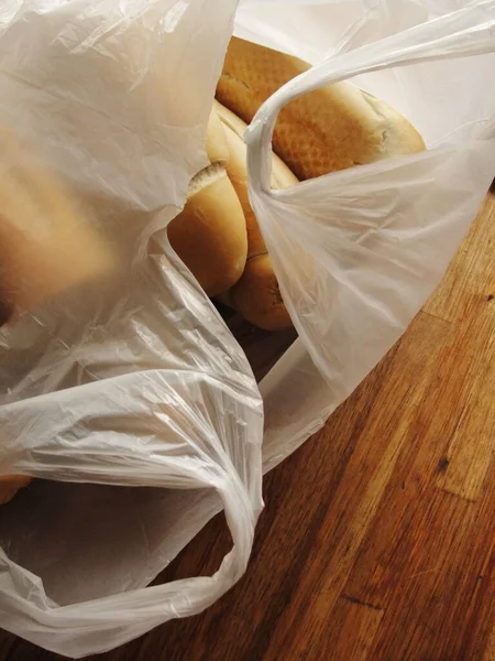 Closeup Shot Baguettes Plastic Bag — Stock Photo, Image