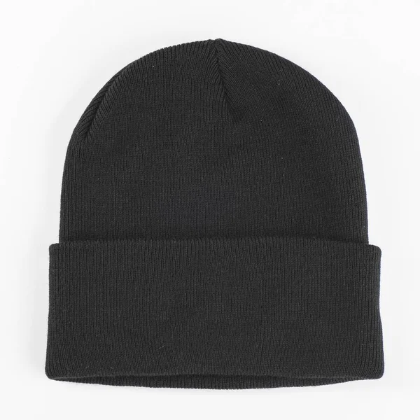 Black Winter Hat Isolated White Background — Stock Photo, Image