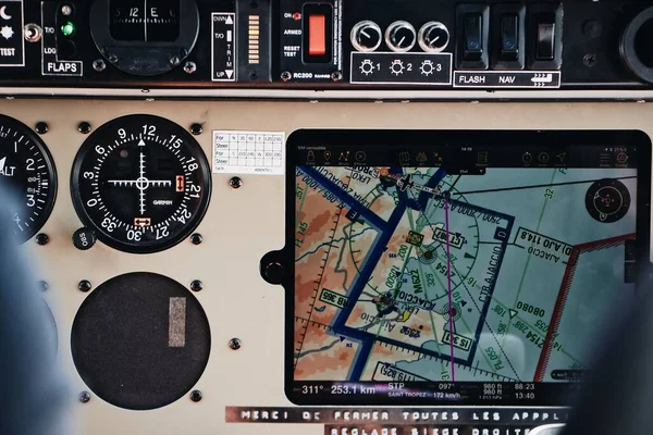 Cockpit Avion Vol Dessus Mer — Stockfoto