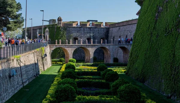 Plan Horizontal Jardins Joan Brossa Barcelone Espagne Sous Ciel Dégagé — Photo