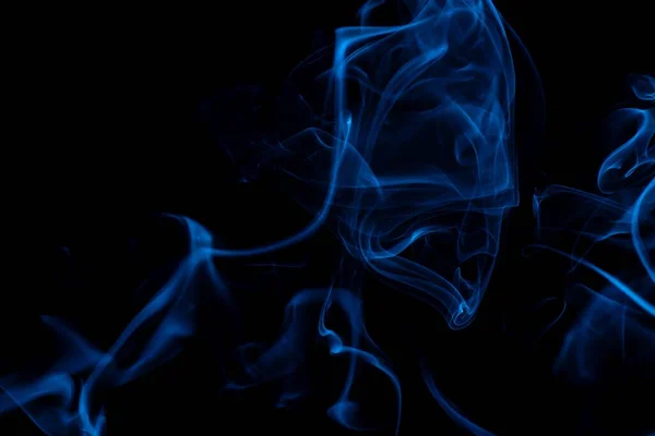 Shot Smoke Blue Light Effects Isolated Black Background — Stock Photo, Image