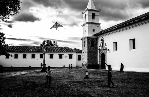 Disparo Escala Grises Villa Leyva Colombia —  Fotos de Stock