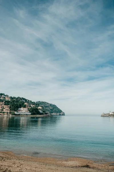 Κάθετη Λήψη Του Port Sller Στη Μαγιόρκα Των Βαλεαρίδων Νήσων — Φωτογραφία Αρχείου