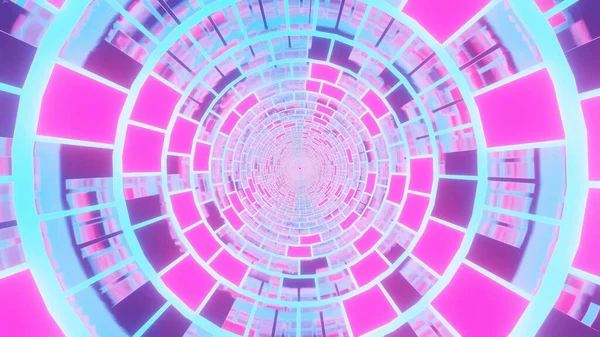 Una Ilustración Túnel Colorido Futurista Ciencia Ficción Techno Luces Fondo — Foto de Stock